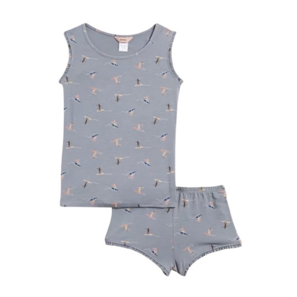 EBERJEY GIRLS GISELE SURFER PRINT PAJAMA SET